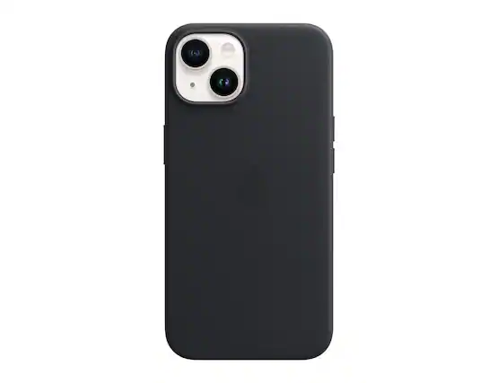 Front. Apple - Apple Silicone Case with MagSafe for iPhone 14 - Black - Black.
