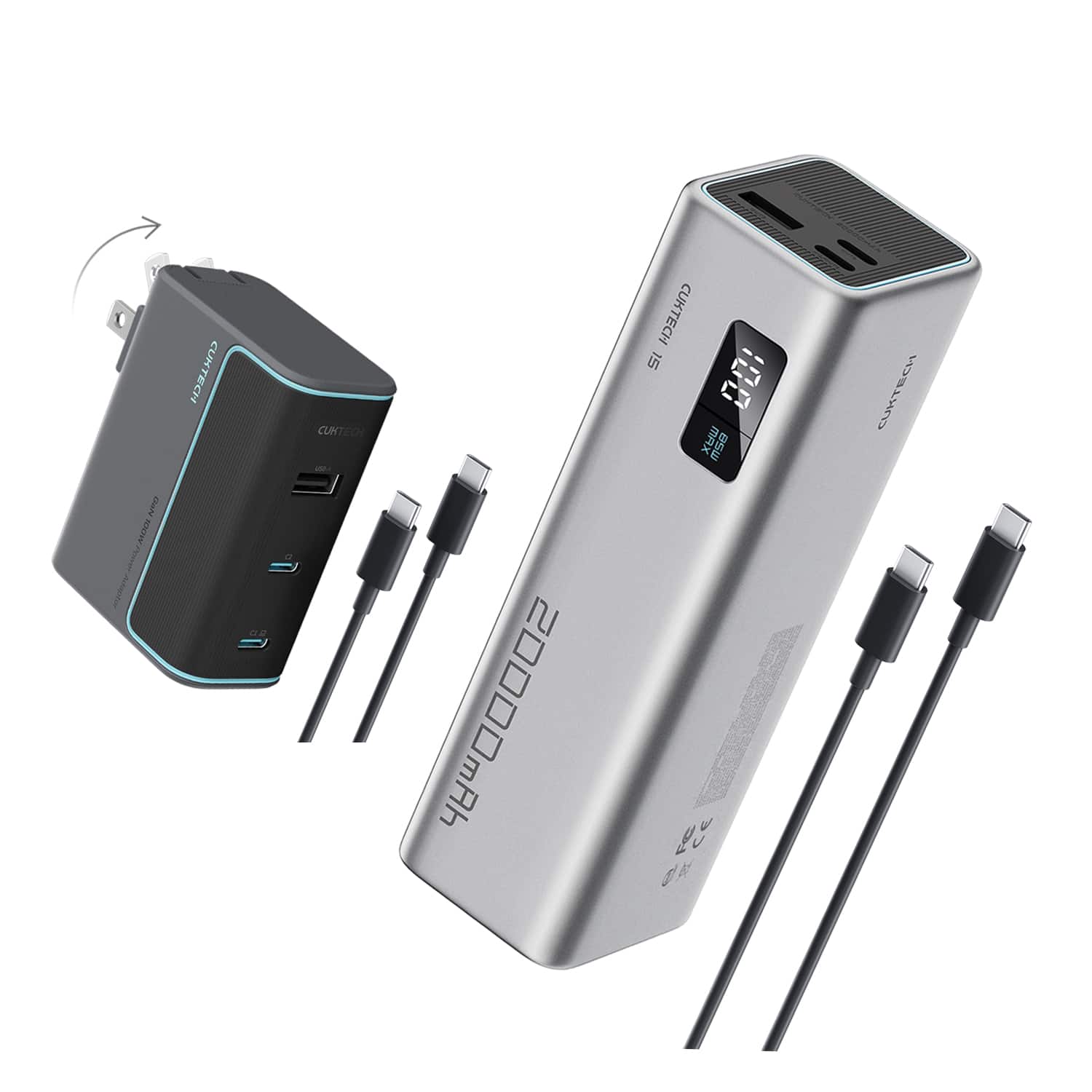 CUKTECH - 65W 20000mAh Power Bank and 100W GaN Charger Kit with Cable Bundle for Laptops and Phones price history on PriceWatchPro