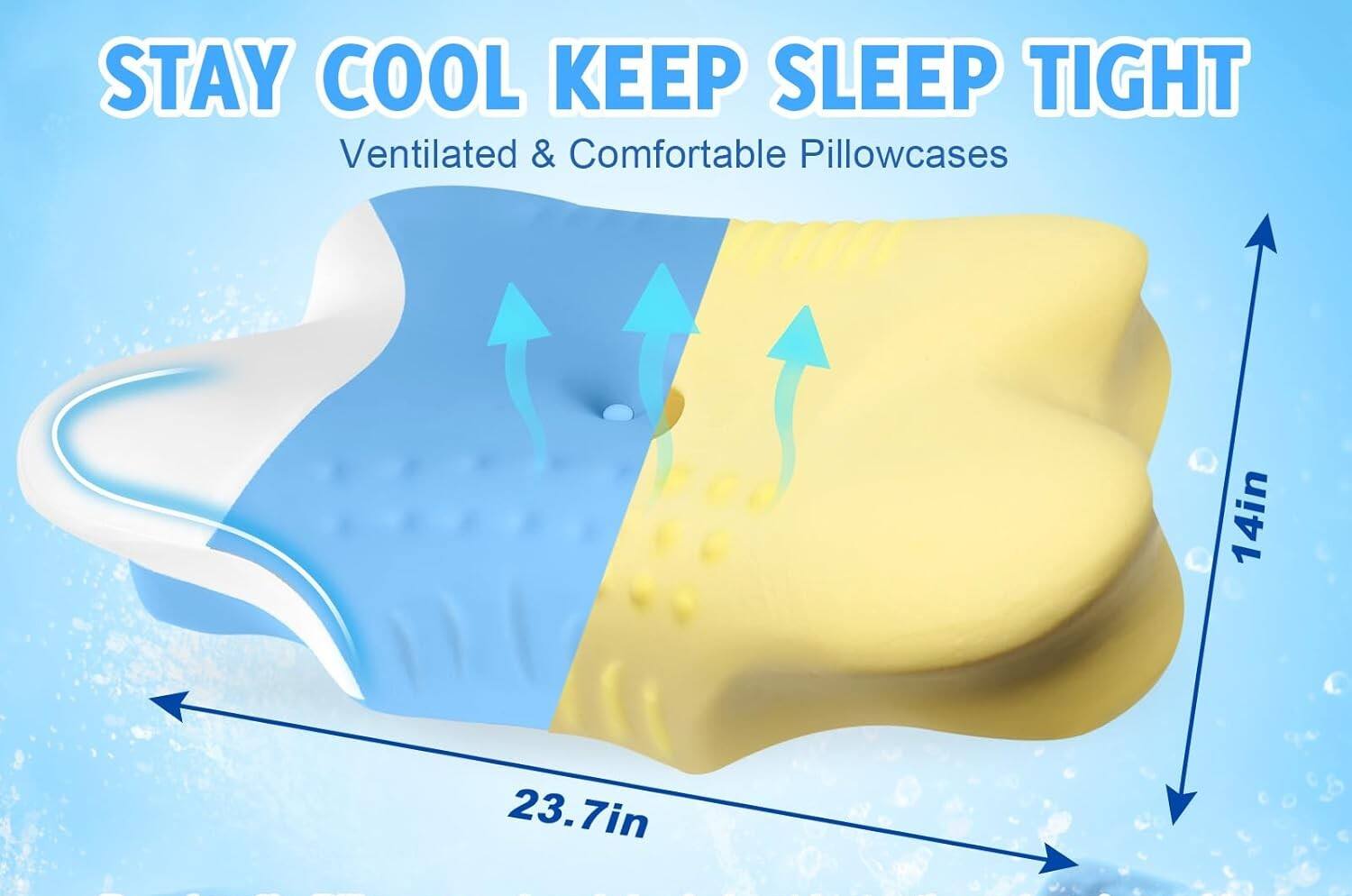 STAY COOL KEEP SLEEP TIGHT  
Ventilated & Comfortable Pillowcases  
14in x 23.7in