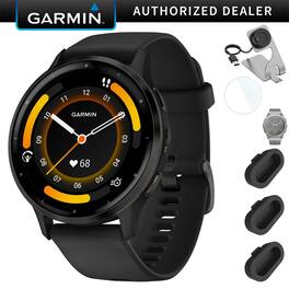 Garmin - Venu 3 Health and Fitness GPS Smartwatch (45mm) + Charging Doc + Dust Cover - Stainless Steel and Black - (2023)
