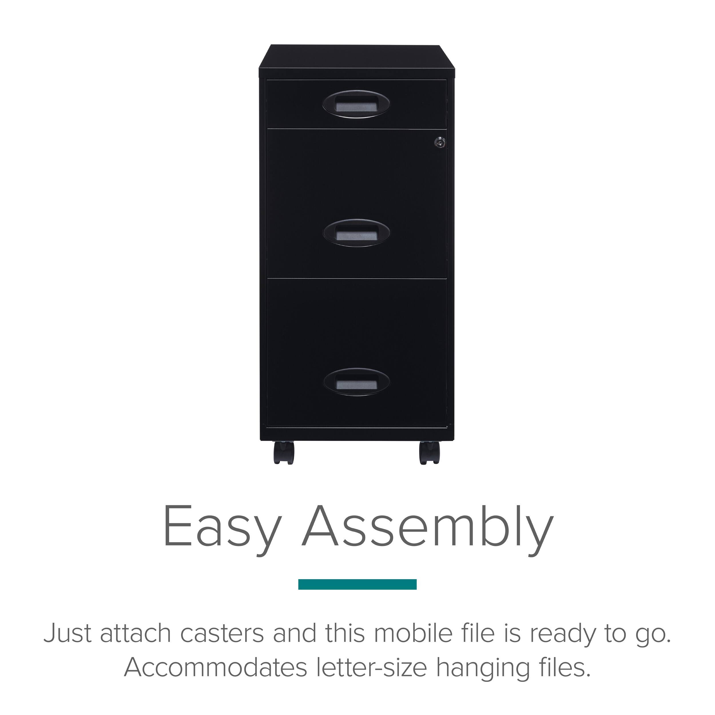 Easy Assembly

Just attach casters and this mobile file is ready to go. Accommodates letter-size hanging files.