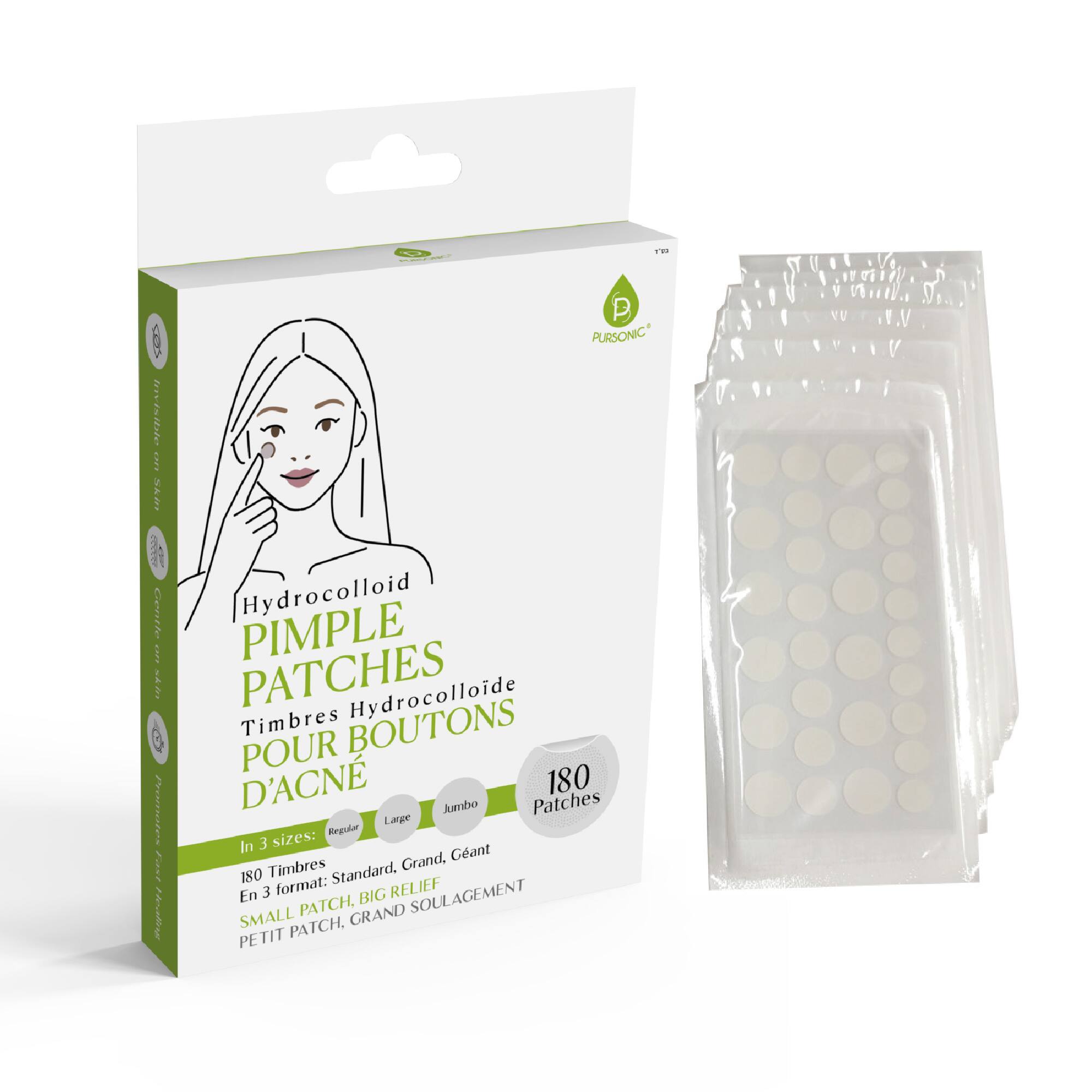 Pursonic - Hydrocolloid Pimple Patches – Multi-Size Blemish Care for Faster Healing - No color