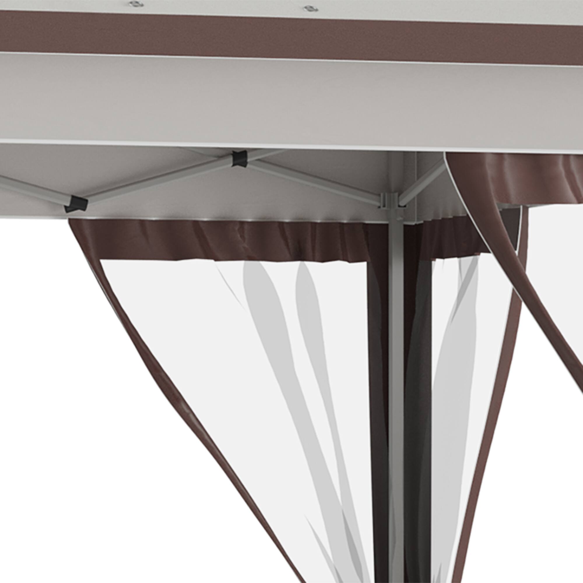 Alt View 8. Outsunny - 12' x 12' Pop Up Canopy Tent with Netting and Carry Bag, Instant Sun Shelter with 137 sq.ft Shade - Beige and Brown.