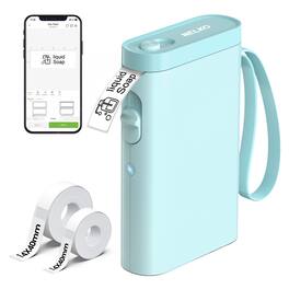 Nelko - P21 Bluetooth Thermal Label Printer + 14*40 100pcs roll + 14*40 180pcs roll - Sky Blue