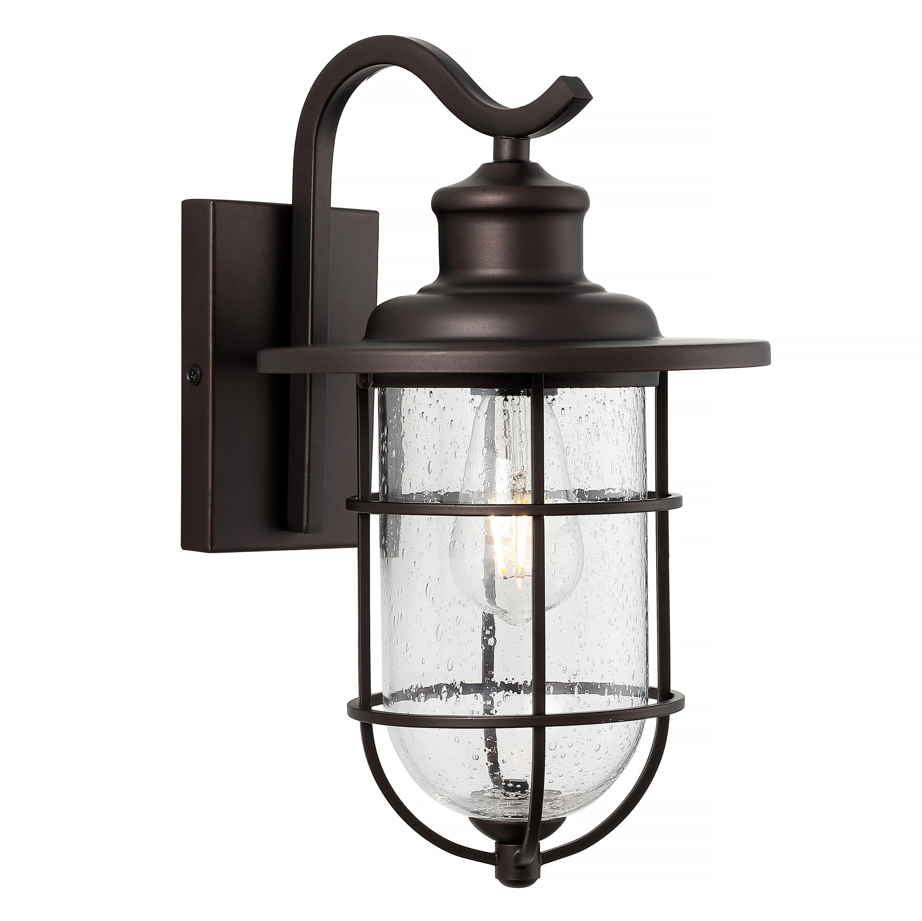 "Jonathan Y - Westfield 10.5"" 1-Light Iron/Seeded Glass Rustic Industrial Cage LED Outdoor Sconce, Oil Rubbed Bronze - Oil-Rubbed Bronze" price history on PriceWatchPro