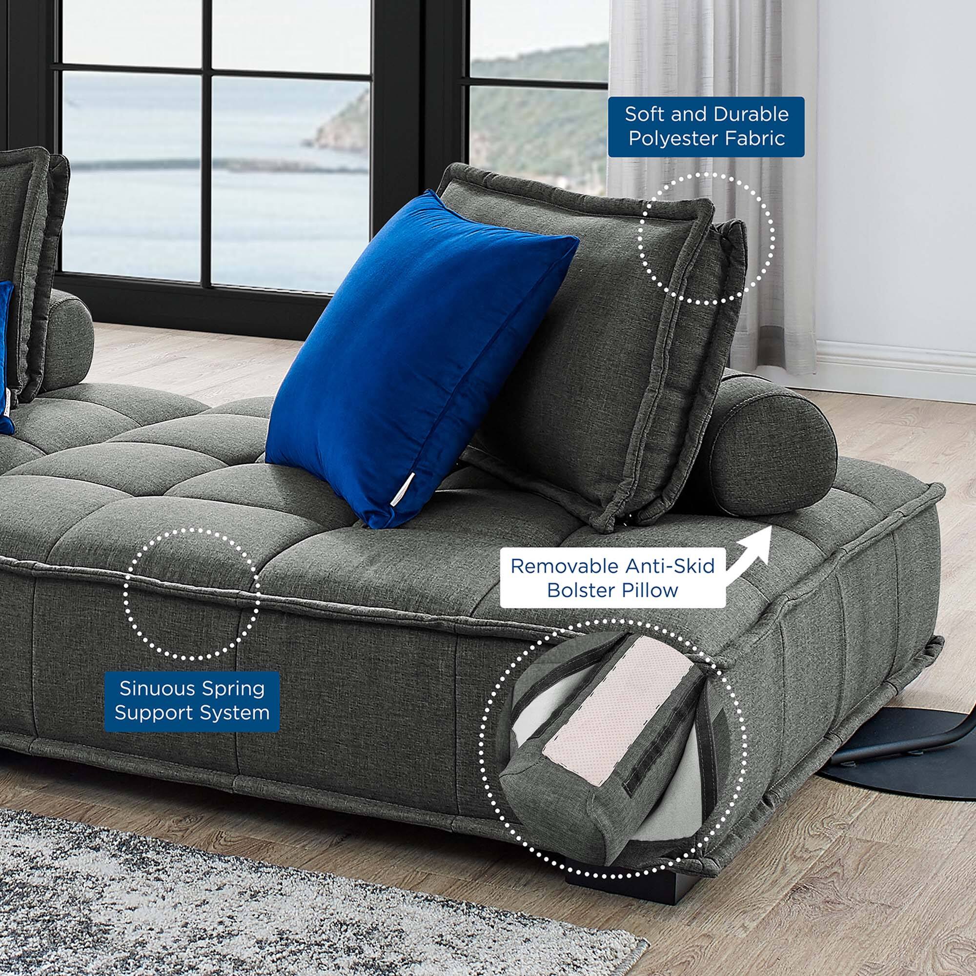 - Soft and Durable Polyester Fabric
- Sinuous Spring Support System
- Removable Anti-Skid Bolster Pillow