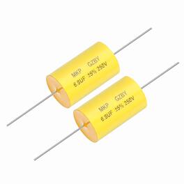 Unique Bargains - 2pcs 6.8uf Frequency Divider Capacitor, 250V Axial Audio Speaker Crossover MKP Film Capacitor - Yellow