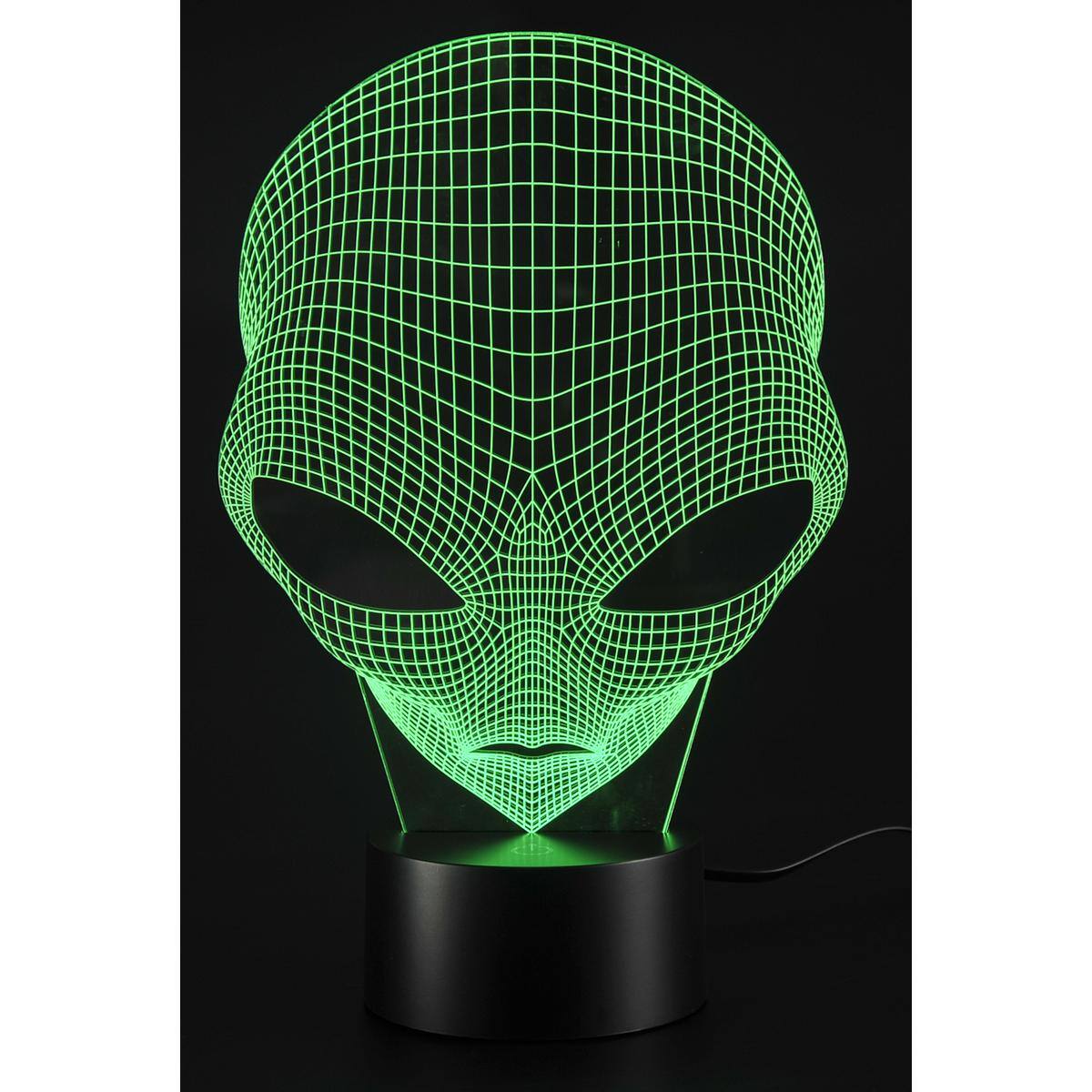 Front. JuzToys - 3D Night Light for Kids, 3D Illusion Grow LED Alien Shapes Lamp 7 Colors USB Power, LED Lamp for Bedrooms and Offices - Black.
