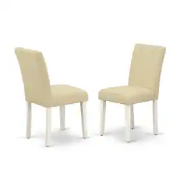 East West Furniture - Dining Room Set Linen White - Brown