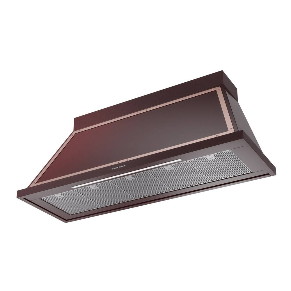 Alt View 1. ILVE - ILVE Nostalgie II Noblesse 60 inch Ducted Wall Mount Range Hood with 600 CFM (Burgundy, Copper Trim) - Burgundy.