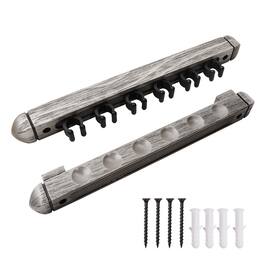 GSE Games & Sports Expert - 2-Piece Wood 6 Billiard Pool Cue Rack Wall Mounted Holders, Pool Cue Wall Rack Set - Brushed Grey