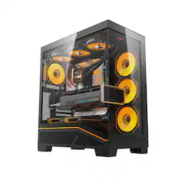 darkFlash - K430 DF-K430-BK-6F ATX Gaming PC Case, 6 PWM ARGB Fans, Panoramic Glass - Black