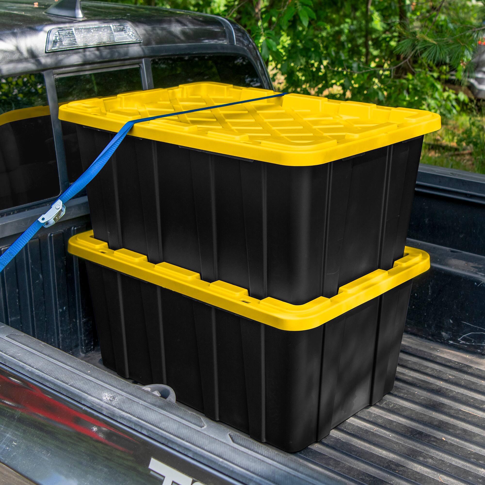 Alt View 4. Sterilite - Sterilite 38 Gallon Industrial Stackable Storage Tote Lidded Containers, 12 Pack - Yellow.