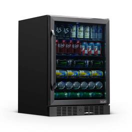 NewAir - 24” 177-Can Built-In Beverage Cooler with Precision Temperature Controls and Adjustable Shelves - Black Stainless Steel