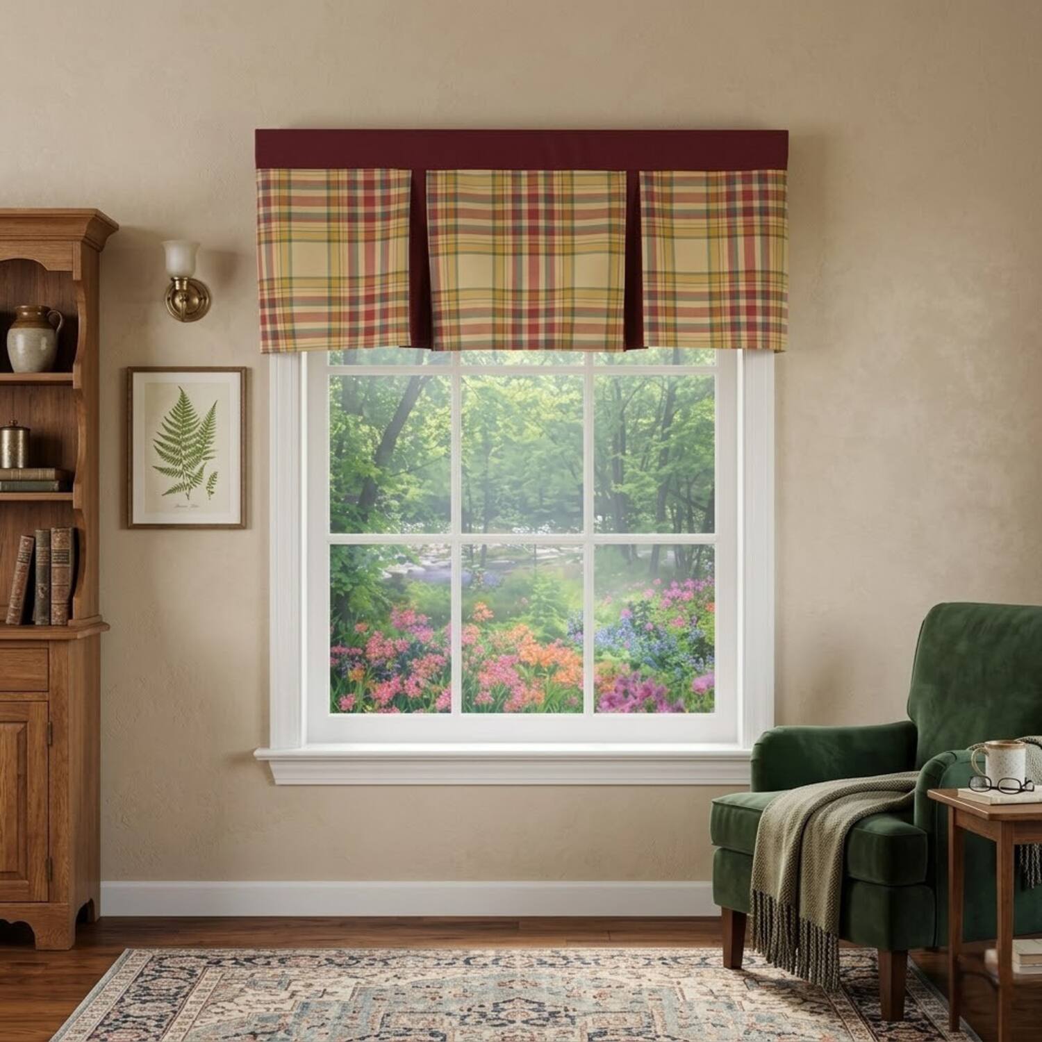 Angle. RLF Home - RLF Home Syon Park Pleated Window Valance 100% Cotton Rod Pocket 50" x 17" Gold - Gold.