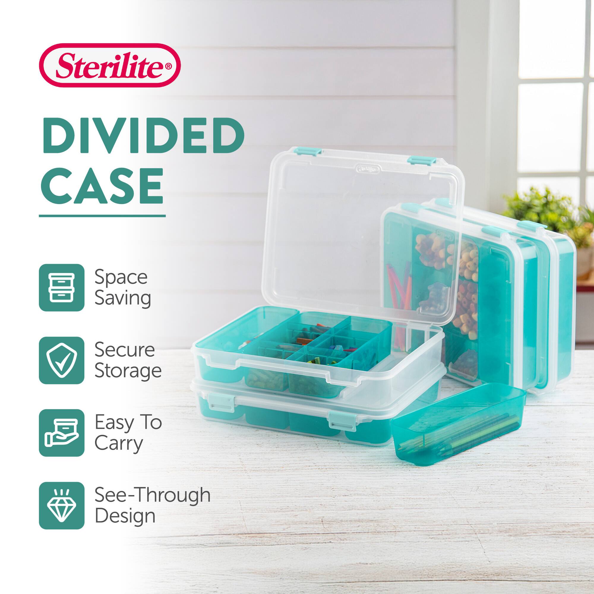 Sterilite DIVIDED CASE  
Space Saving  
Secure Storage  
Easy To Carry  
See-Through Design