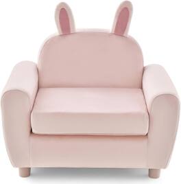 Costway - Kids Sofa Children Armrest Chair with Sturdy Wood Construction and Dutch Velvet Rabbit - Pink