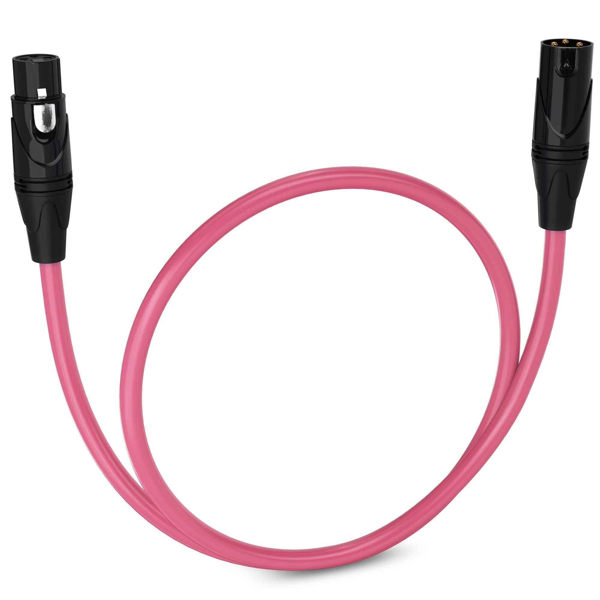 Front. Lyxpro - 1.5 ft Balanced XLR Cable, Male to Female, 3 Pin Microphone Cable - Pink.