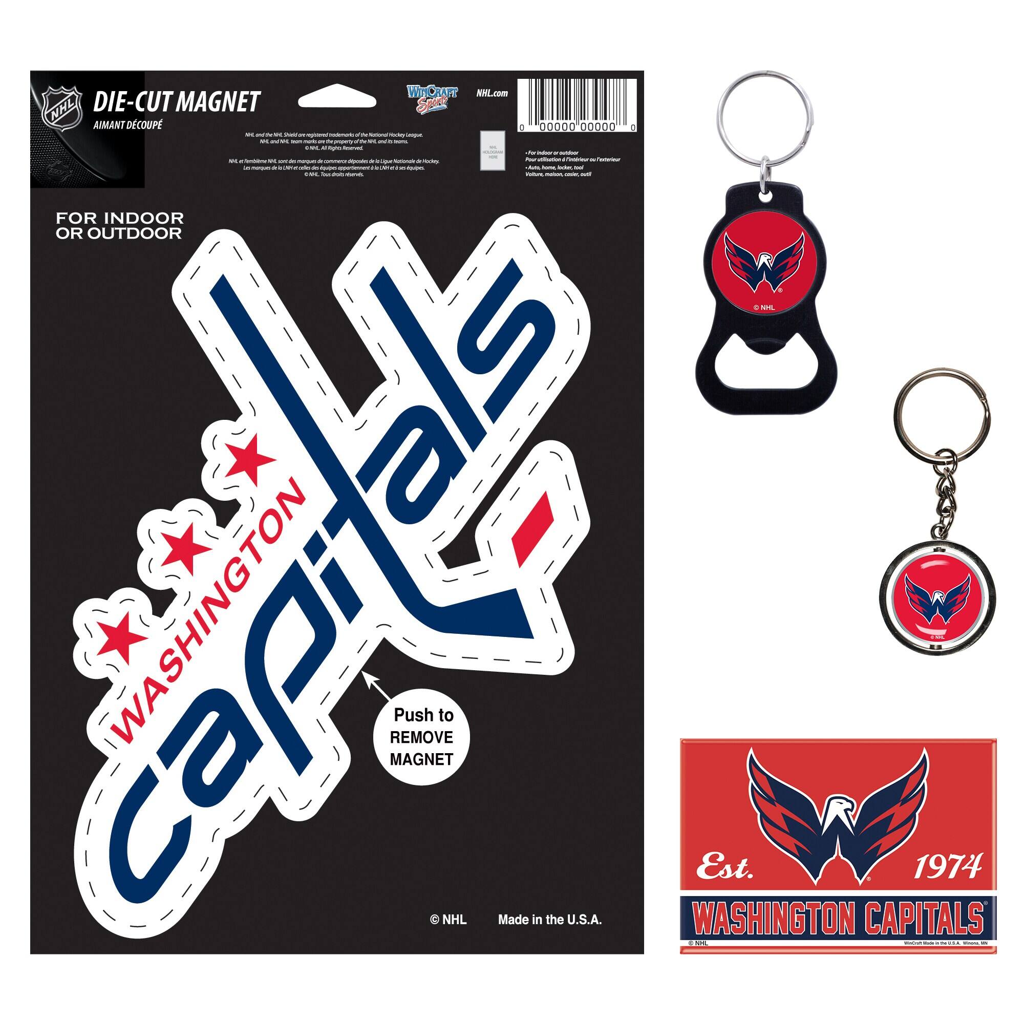 WinCraft - Washington Capitals 4-Pack Key Rings and Magnets Set - Multicolor