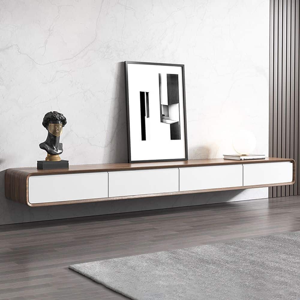 POVISON - Floating TV Stand - White & Brown