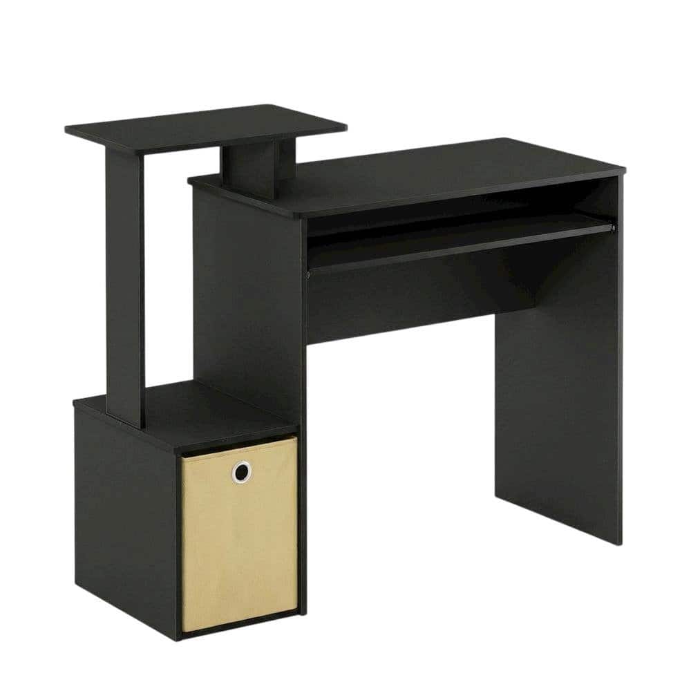 BisonOffice - Black multipurpose home office desk with storage bin and sturdy construction - Black/Brown