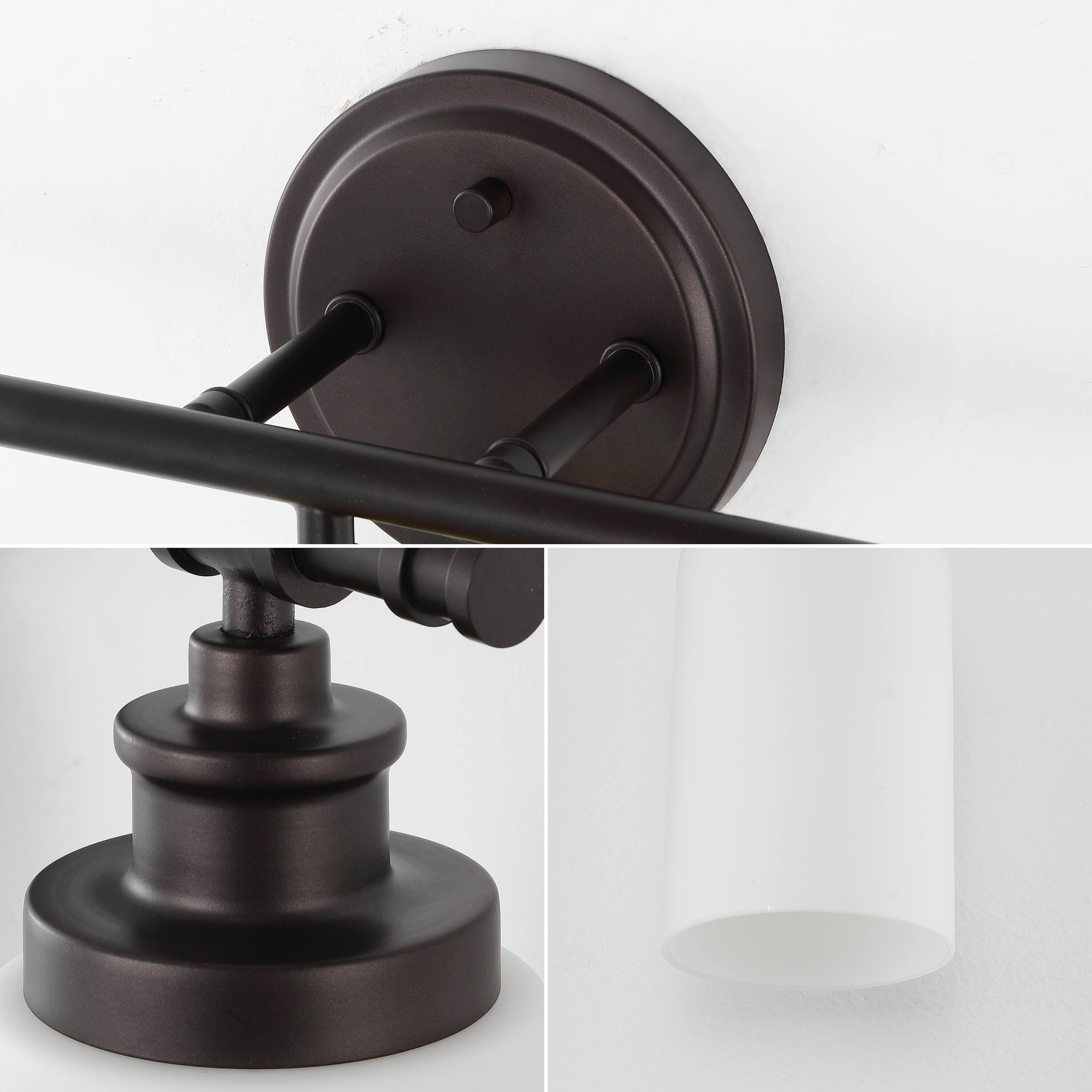 Alt View 4. Jonathan Y - Egan 23.25" 3-Light Vanity Light with Frosted Glass Shades and Bathroom Accessory Set, Oil Rubbed Bronze (5-Piece) - Oil Rubbed Bronze.