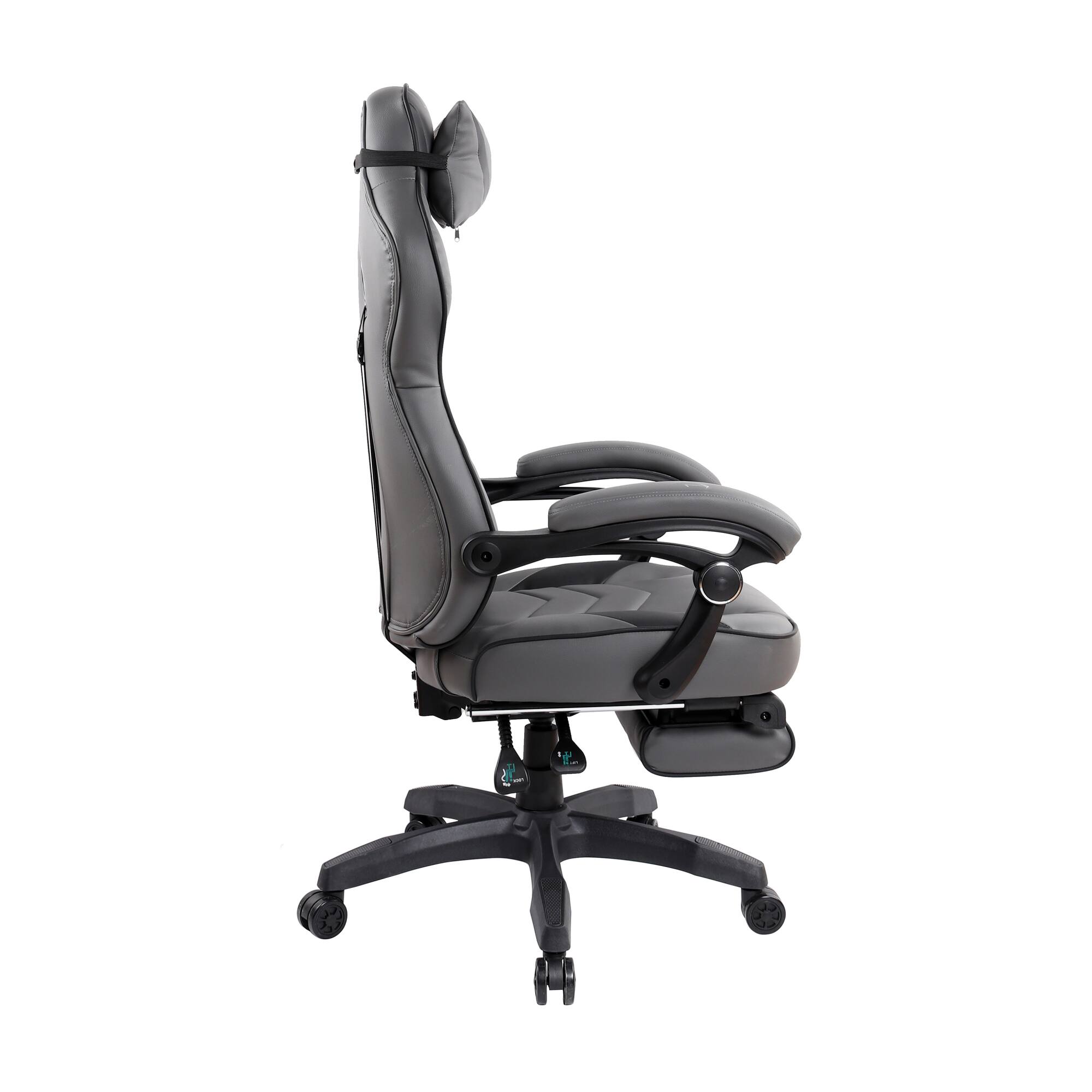 Alt View 7. GOODSILO - Premium Fully Reclining Gaming Office Chair with Footrest for Maximum Comfort and Support - Grey.