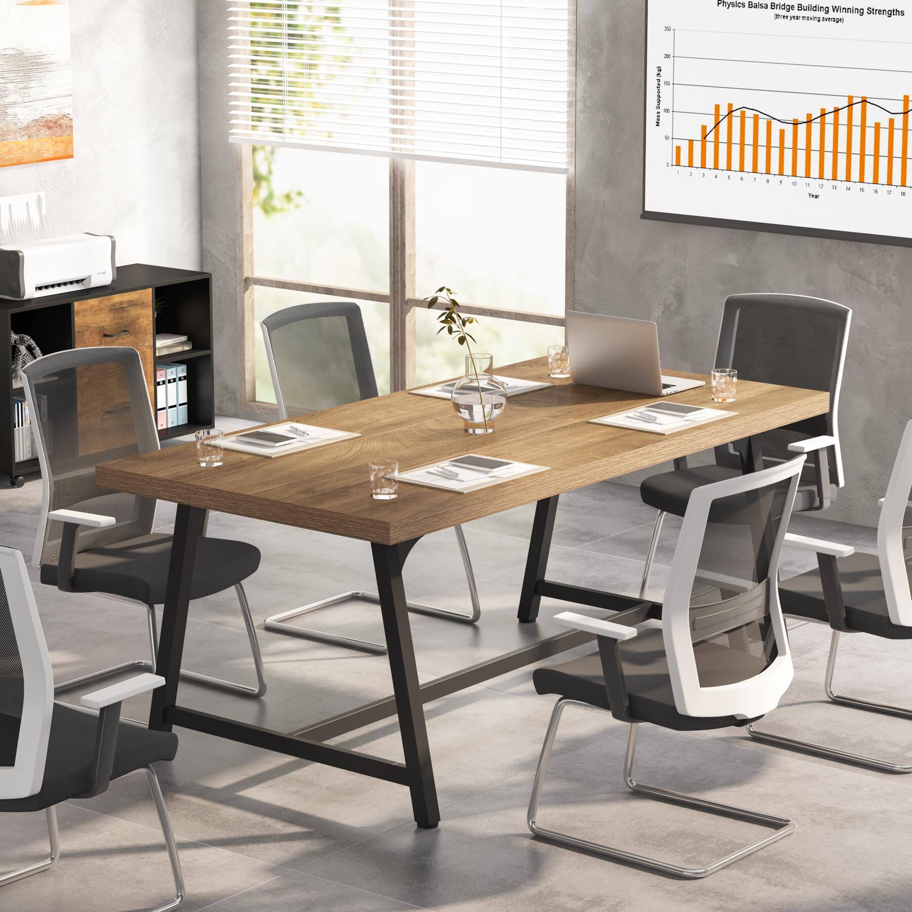 Tribesigns 6FT Rectangle Conference Table, 70.87L x 33.46W x 29.92H ...