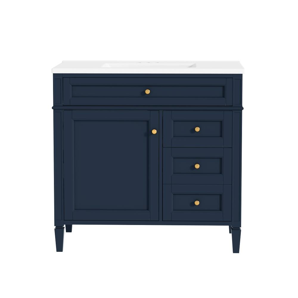 Alt View 6. Loheer - Loheer 36 inch bathroom vanity with sink Blue Modern Single Sink Cabinet - Blue.