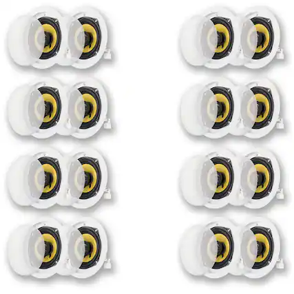 Front. Acoustic Audio by Goldwood - HD-5 in Ceiling Speakers Home Theater Surround Sound 8 Pair Pack - Paintable White.