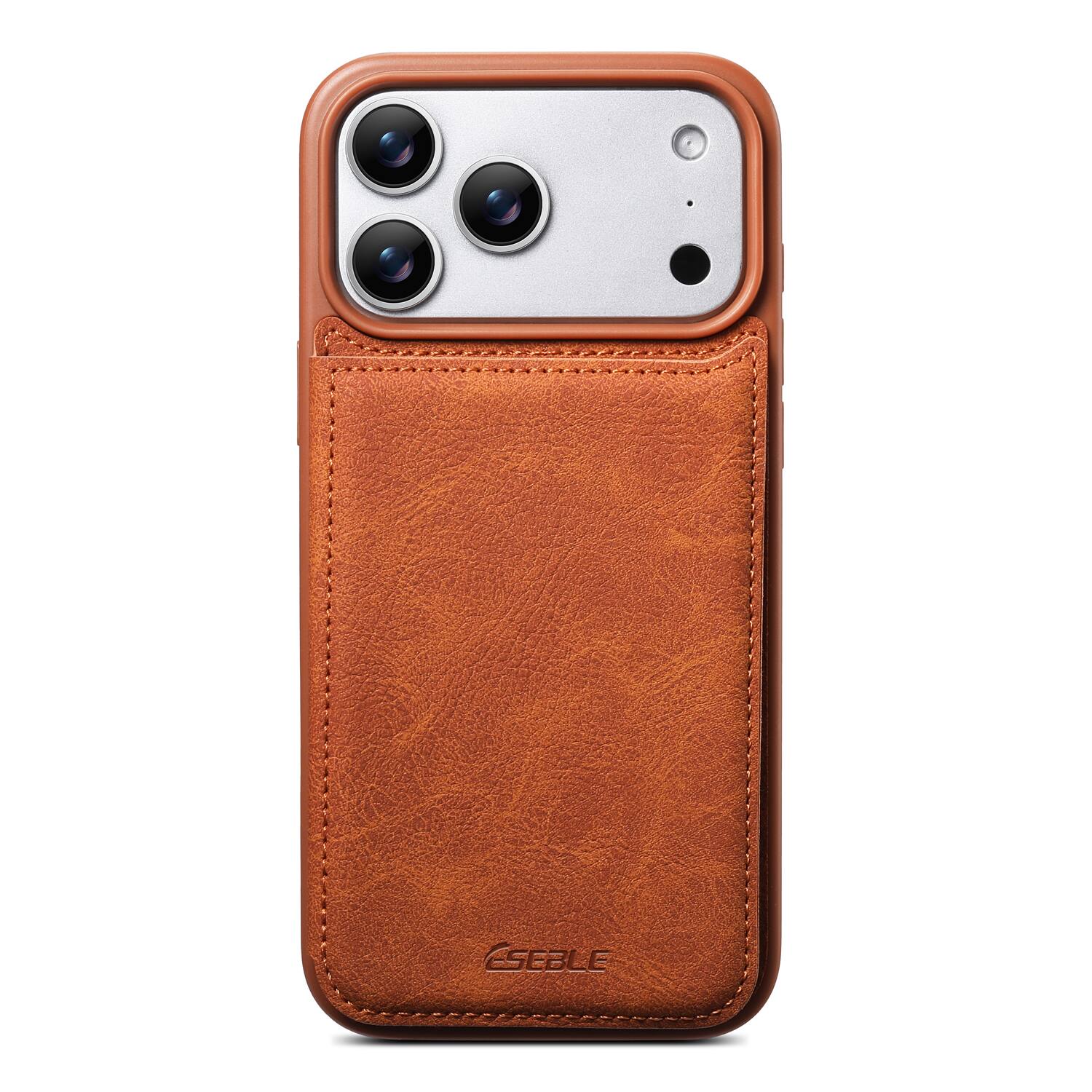 Left. Dteck - for Apple iPhone 17 Pro Max Retro PU Leather Wallet Case,Shockproof Magnetic Closure Flip Hidden Card Slots Back Cover - Brown.