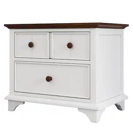 Front. Spaco - Spaco Kids Nightstand with 2 Drawers, Solid Wood, for Kids Room and Bedroom - White+Walnut.