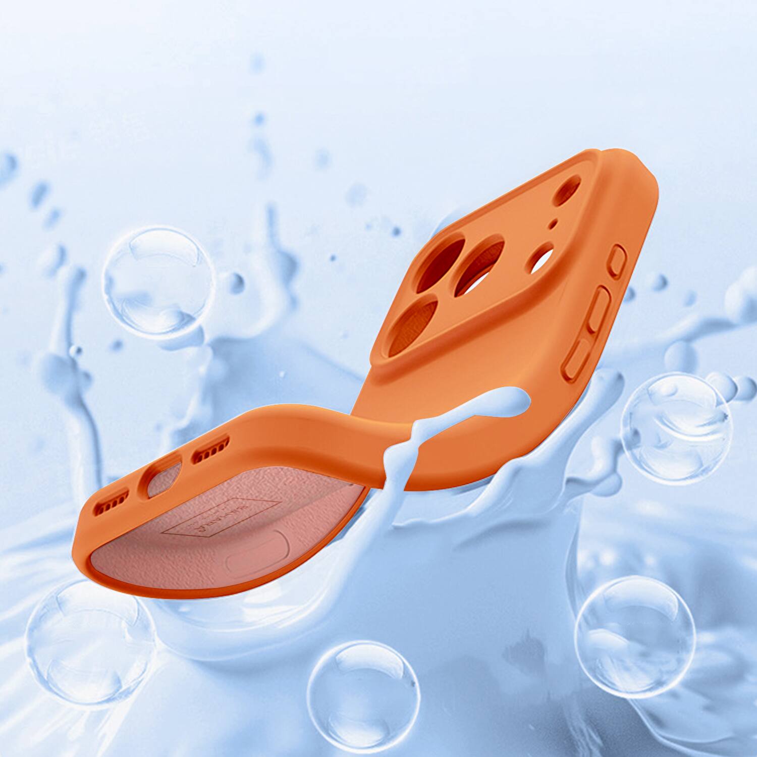 Left. SaharaCase - Apple iPhone 17 Pro Case | Ultra Thin Silicone | Smooth Finish | Anti-Slip Grip | Venture Series - Blazing Orange.