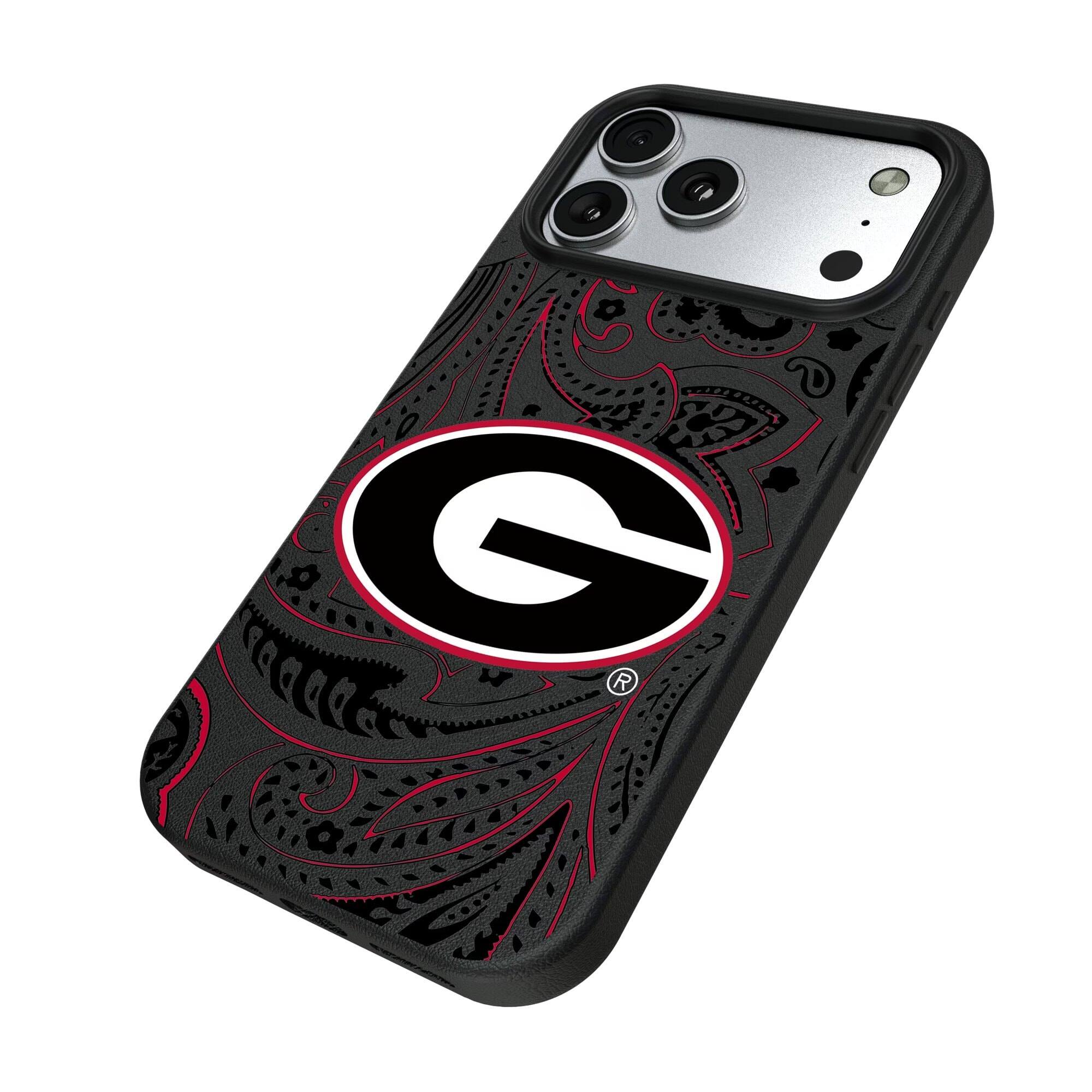 Alt View 1. Keyscaper - Georgia Bulldogs Paisley iPhone Magnetic Bump Case - 16 - Black.