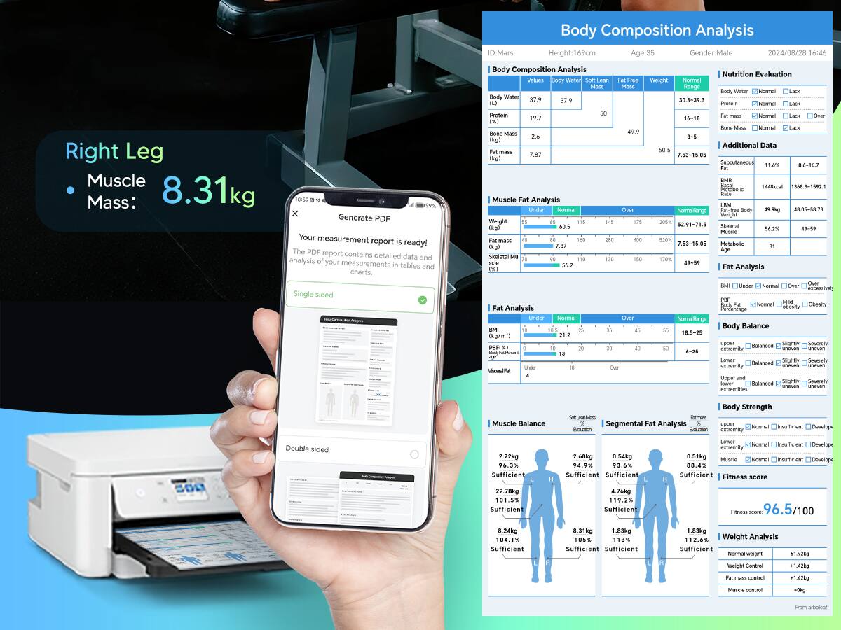 ID: Mars  
Height: 169cm  
Age: 35  
Gender: Male  
Date: 2024/08/28 16:46  

**Body Composition Analysis**  
- Body Water: 37.9% (Normal Range: 30.3-39.3)  
- Protein: 19.7% (Normal Range: 16-18)  
- Bone Mass: 2.6 kg (Normal Range: 2.6-3.1)  
- Fat Mass: 7.87 kg (Normal Range: 4.8-10.5)  
- Muscle Mass: 49.0 kg (Normal Range: 48.06-58.73)  

**Muscle Fat Analysis**  
- Weight: 55 kg (Normal Range: 49.0-58.73)  
- Fat Mass: 40% (Normal Range: 15-25)  
- Muscle Mass: 70% (Normal Range: 75-85)  

**Fat Analysis**  
- BMI: 19.5 (