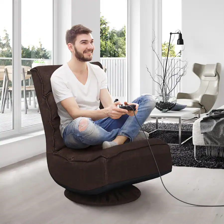 Swivel Lazy Sofa Lounger Scurrty Swivel Gaming Floor Chair Armless