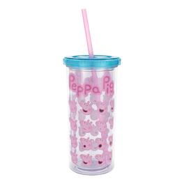 Silver Buffalo - Peppa Pig Expressions 20-Ounce Carnival Cup With Lid and Straw - Multi-Colored