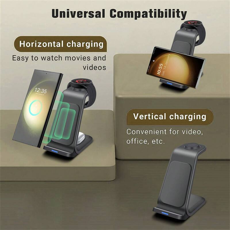 Universal Compatibility

Horizontal charging
Easy to watch movies and videos

Vertical charging
Convenient for video, office, etc.