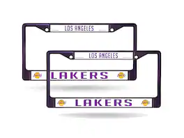 Rico Industries - Los Angeles Lakers Purple Painted Chrome Metal License Plate Frame - Set of 2 Frames - Multi