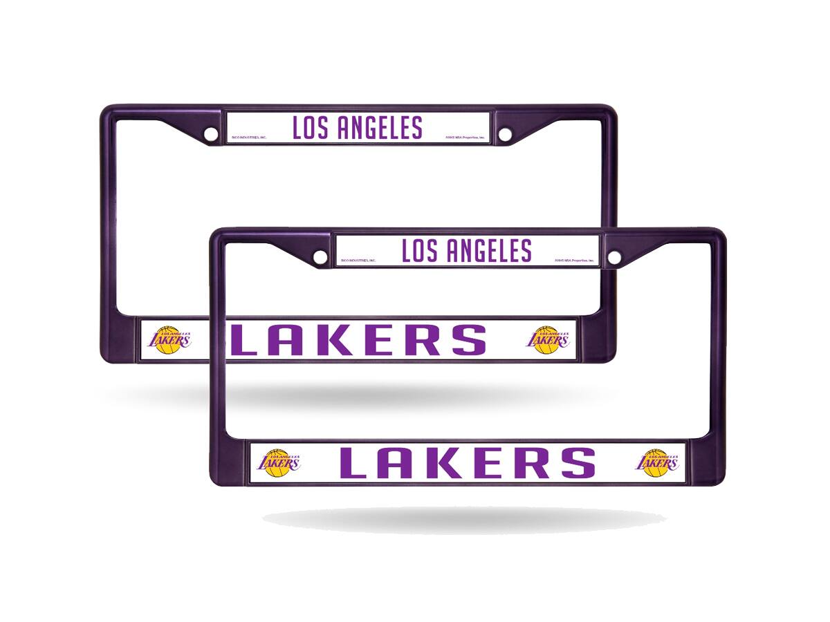 Los Angeles Lakers Purple Painted Chrome Metal License Plate Frame - Set of 2 Frames