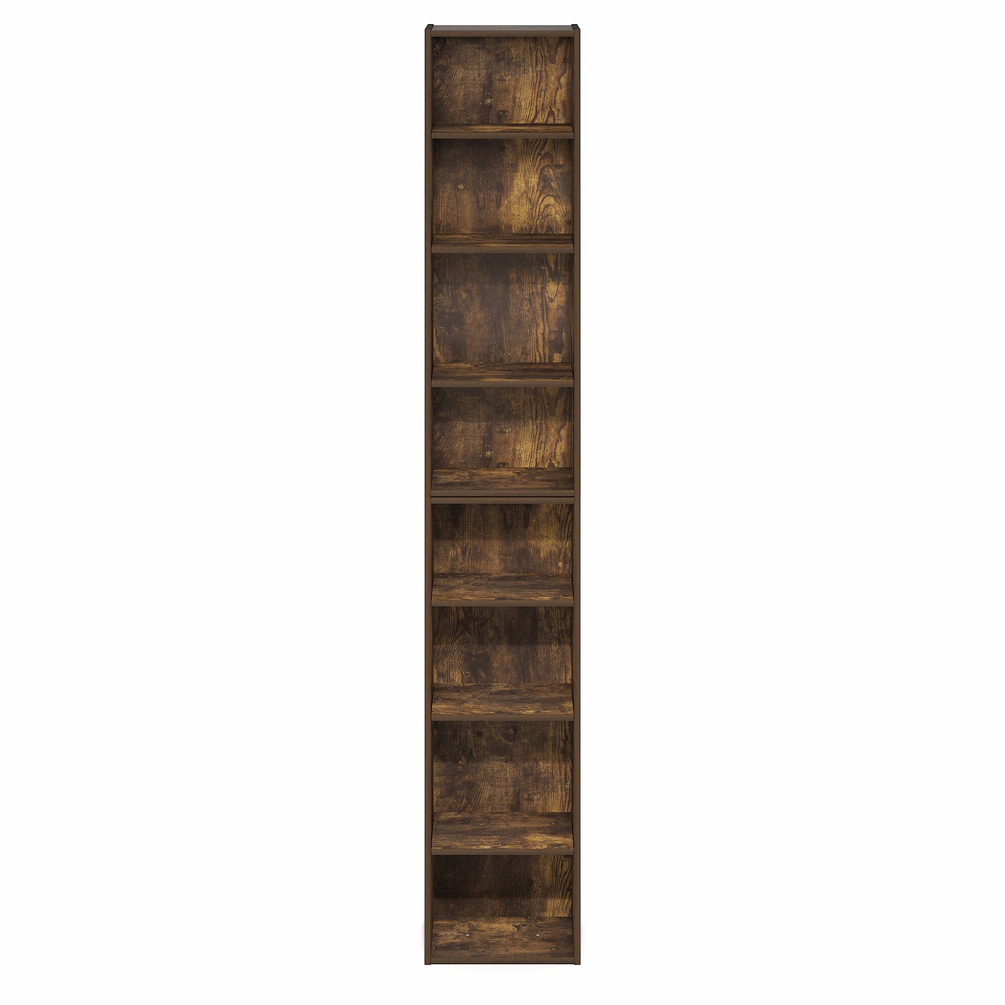 Alt View 6. Furinno - PASIR Book Shelf, 8-Tier Bookshelf, Bookcase with Open Shelf, 9.3 x 11.8 x 70.9, for Living Room, Bedroom, Home Office - Amber Pine.