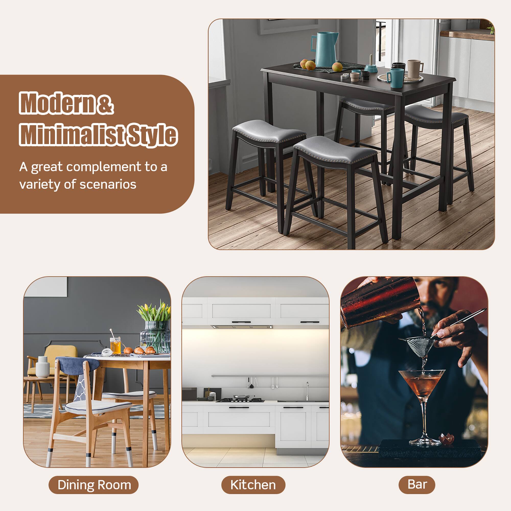 Modern & Minimalist Style: A great complement to a variety of scenarios - Dining Room, Kitchen, and Bar.