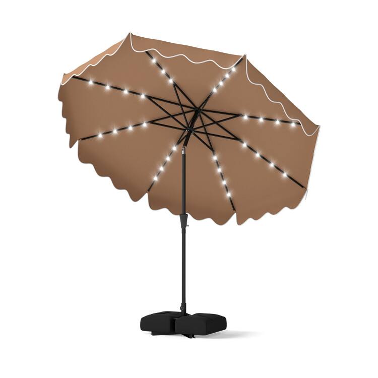 Alt View 3. Mondawe - 10 FT Outdoor Patio Umbrella Solar LED Lights with Weighted Base - Brown.