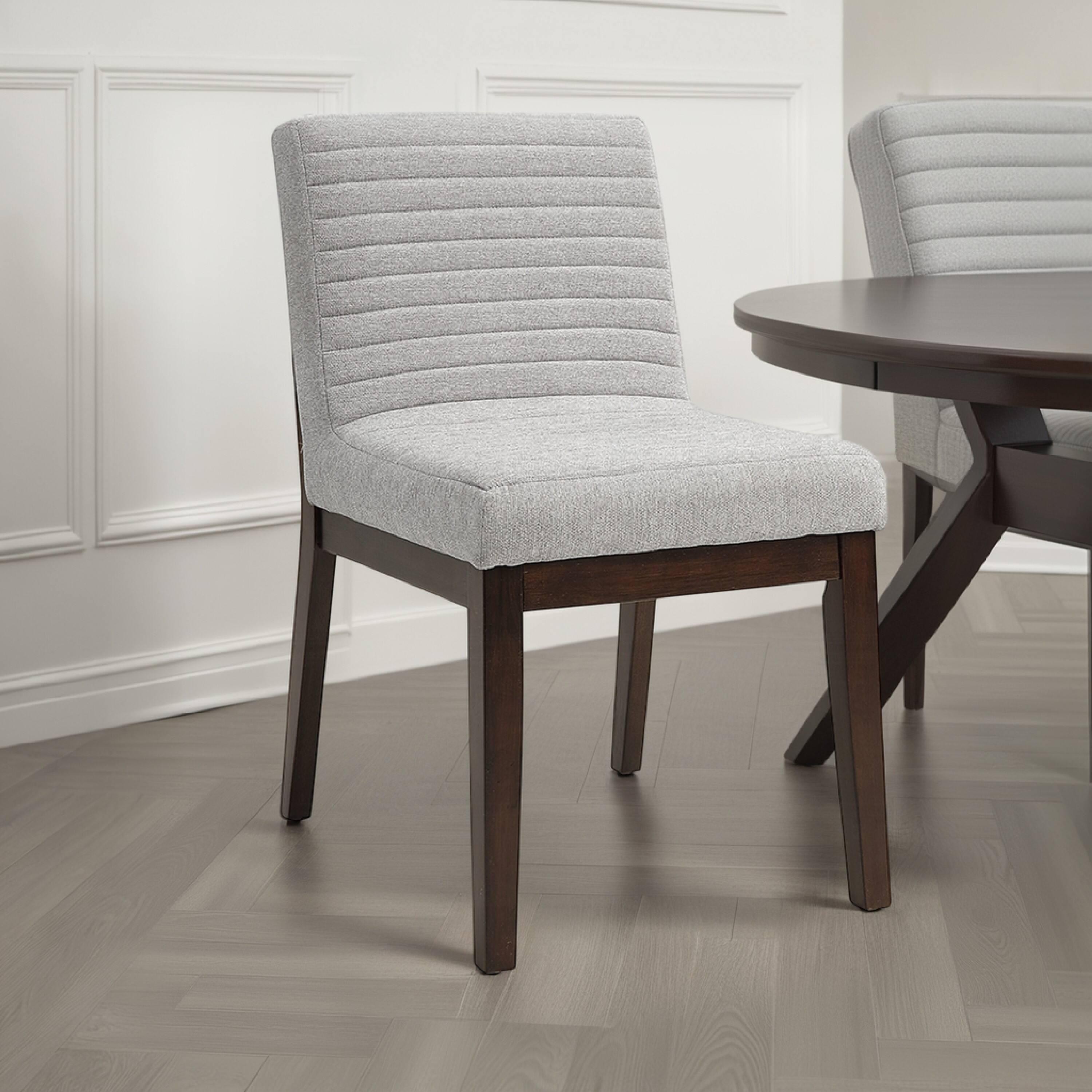 Alt View 5. Manhattan Lane - Eyna Side Dining Chair Set of 2, Soft Gray Linen - Gray, Brown.