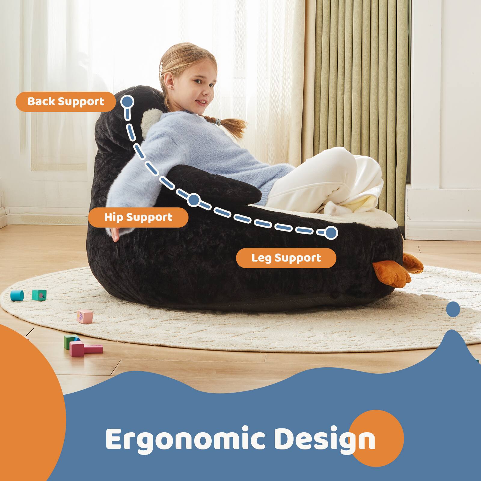 Back Support  
Hip Support  
Leg Support  
Ergonomic Design