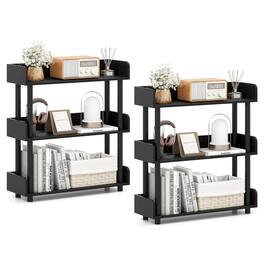 Costway - 2 PCS 3-Tier Bookshelf with Anti-Tipping Kit Industrial Storage Unit for Living Room - Black