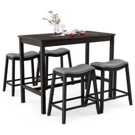 Ecooso - 5 Piece Dining Set with Upholstered Stools and Table for Home Bar or Dining Room - Black, gray