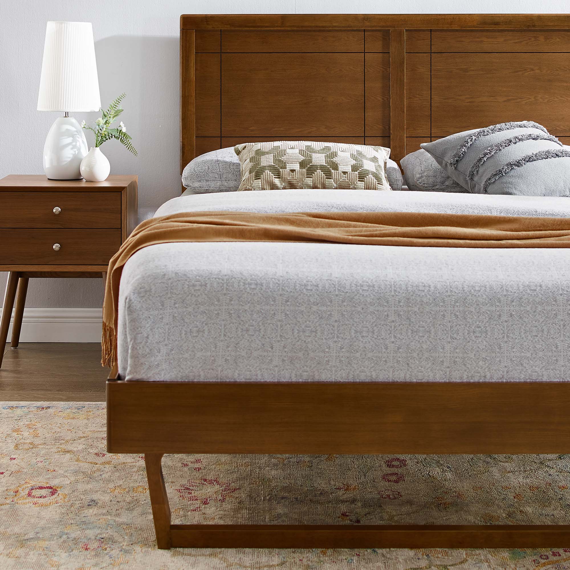 Alt View 4. Modway - Marlee Wood Twin Platform Bed With Angular Frame - Brown.