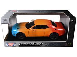 2018 Dodge Challenger SRT Hellcat Widebody Blue, Orange and Red Gradient "Custom Wrap" Series 1/24 Model Car by Motormax