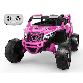 Ropilly - 24V kids ride on UTV ride on car with parental remote Magenta 400W Three Speeds
